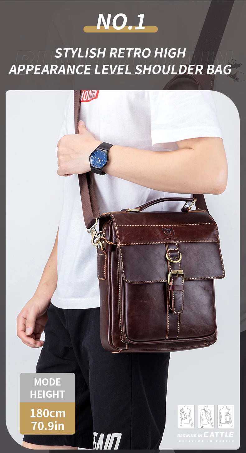 BULLCAPTAIN Retro Leather Shoulder Bag