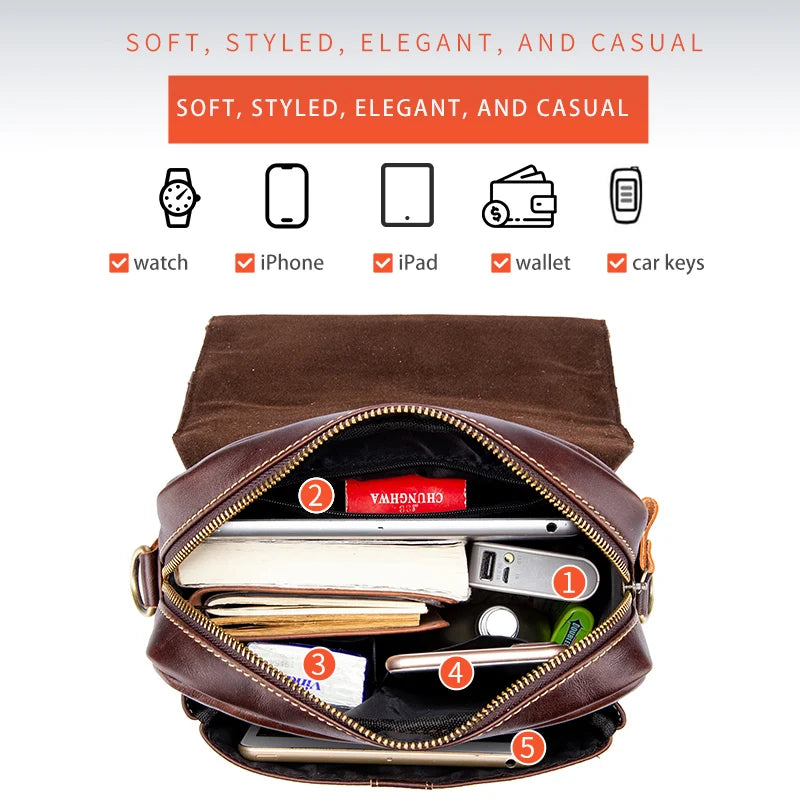 BULLCAPTAIN Retro Leather Shoulder Bag