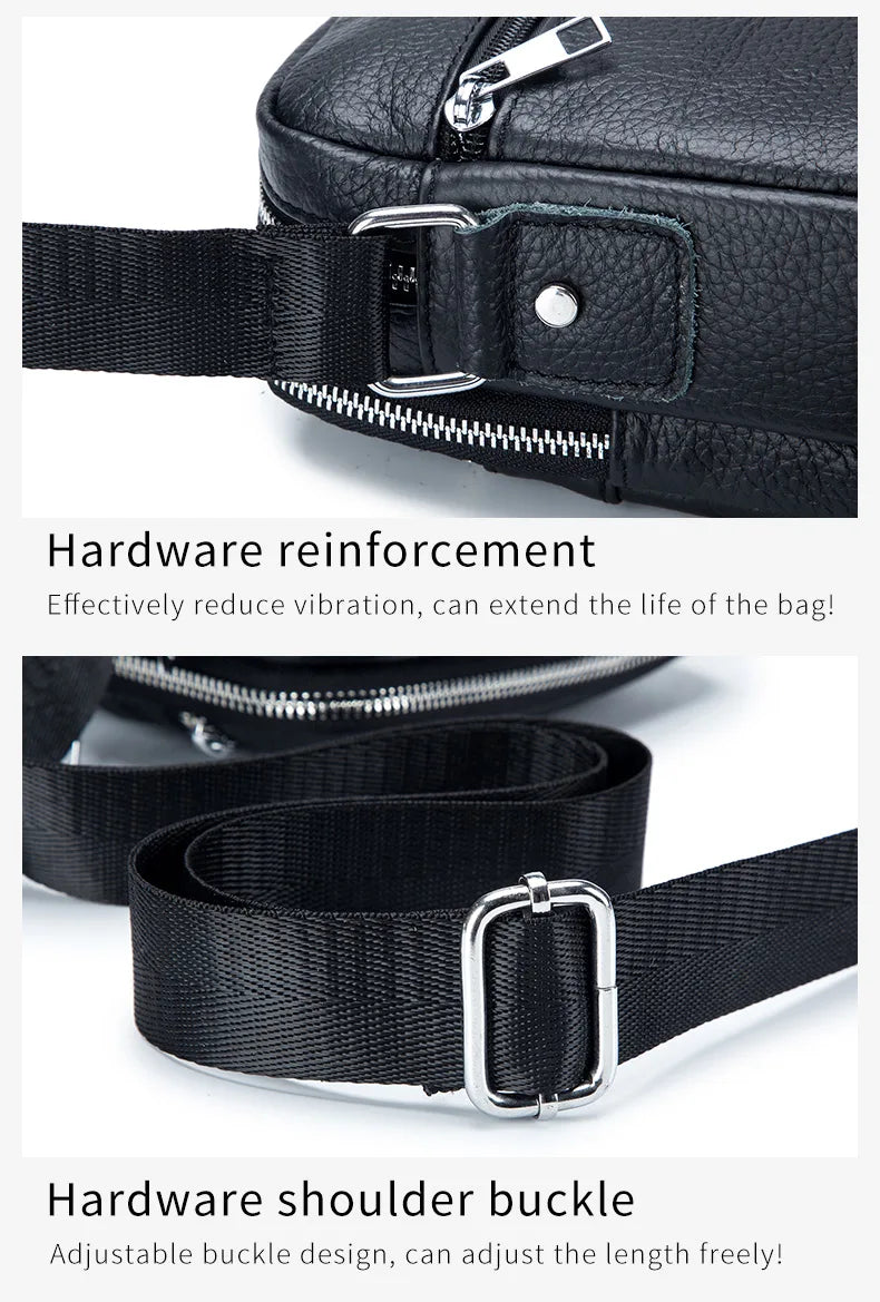 BULLCAPTAIN Men's Leather Shoulder Messenger Bag