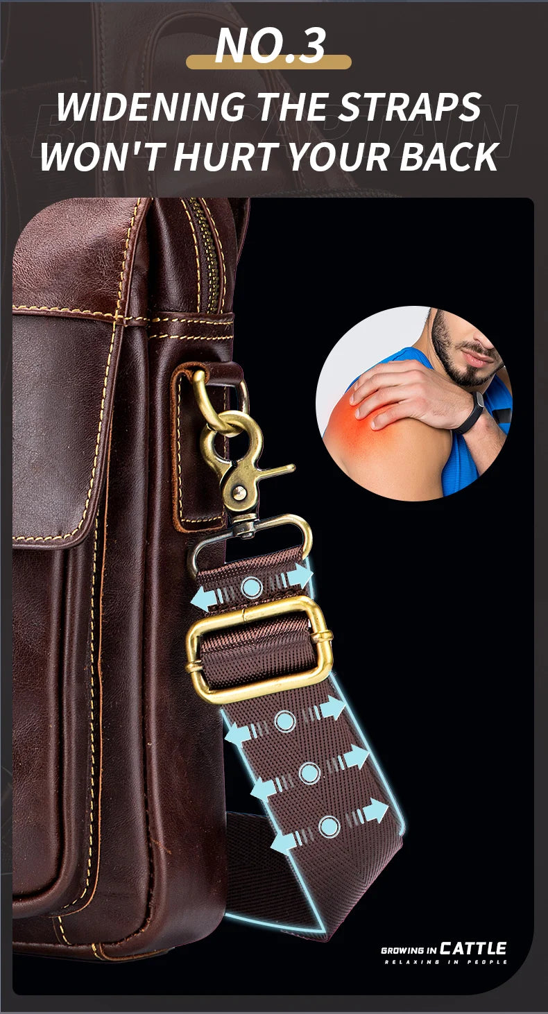 BULLCAPTAIN Retro Leather Shoulder Bag