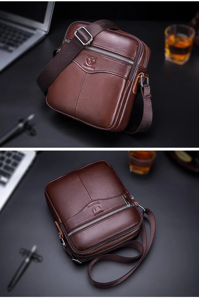BULLCAPTAIN Men's Leather Shoulder Messenger Bag