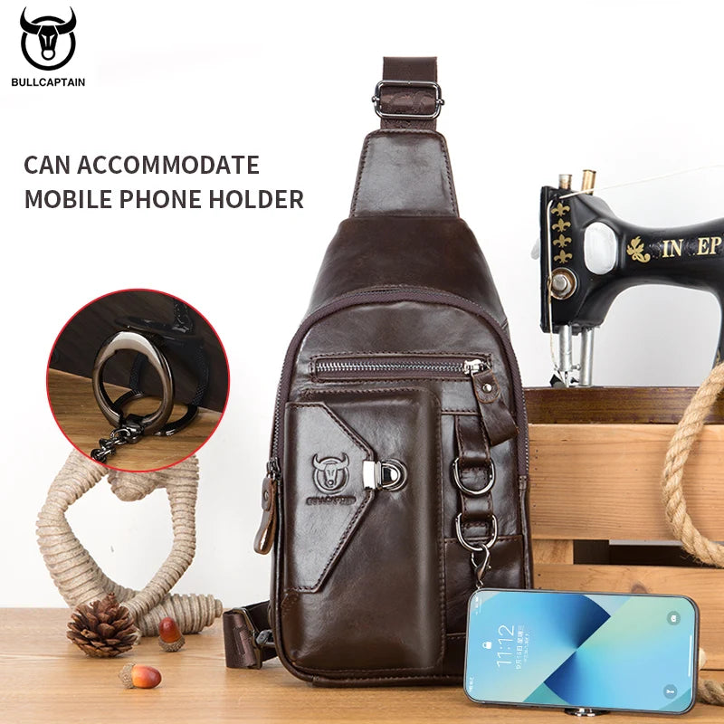 BULLCAPTAIN 100% Genuine Leather Chest Bag