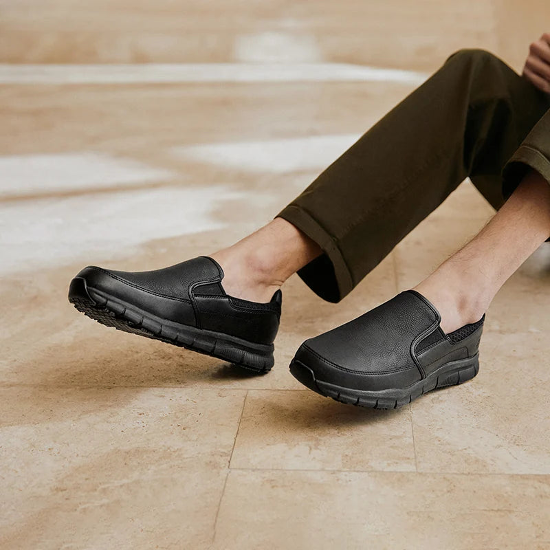 Skechers Men’s Leather Slip-On Loafers
