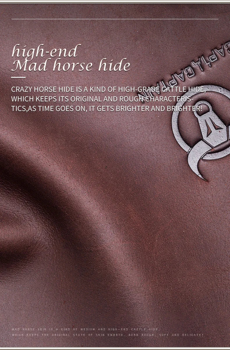 BULLCAPTAIN Men's Crazy Horse Leather Waist Pack