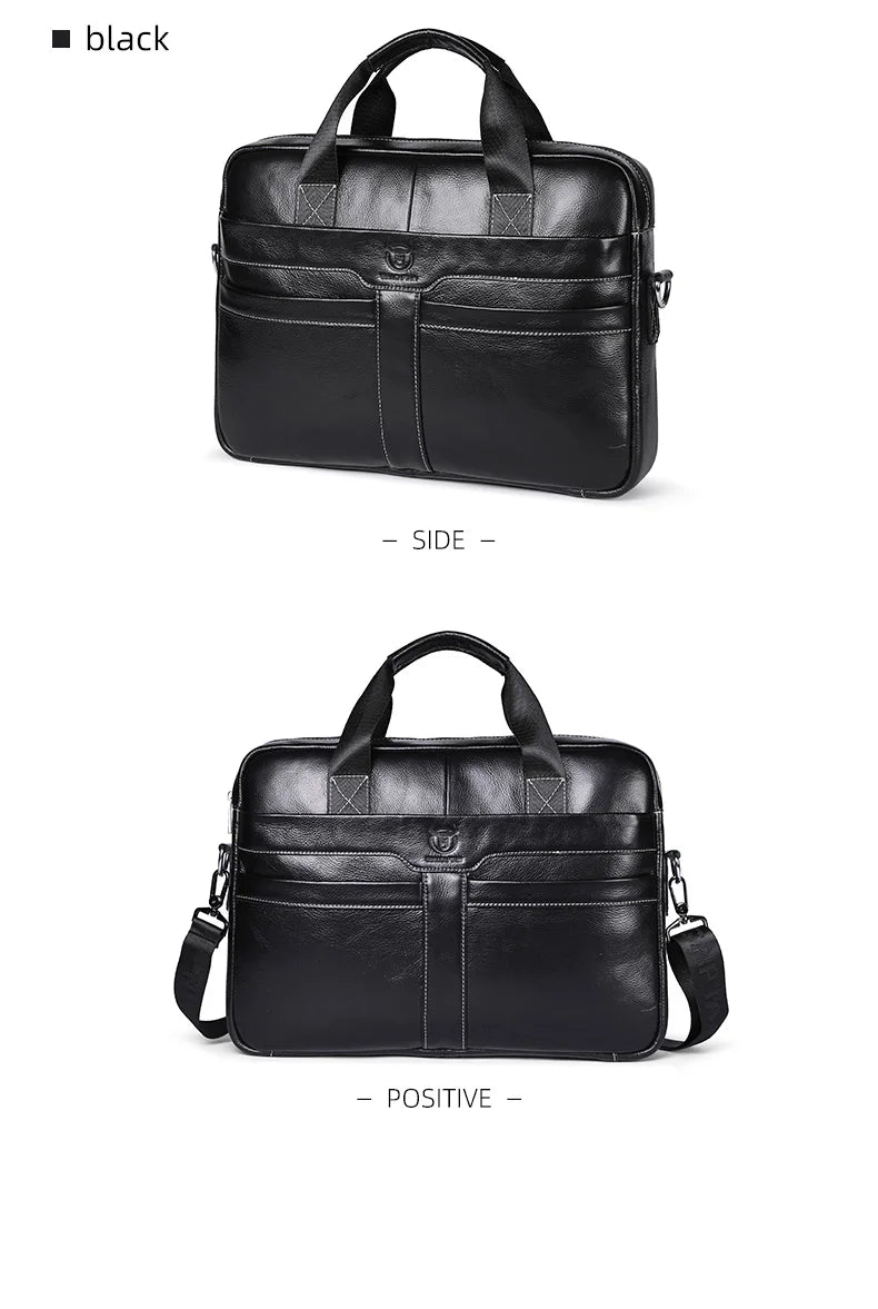 BULLCAPTAIN Leather Laptop Briefcase Bag