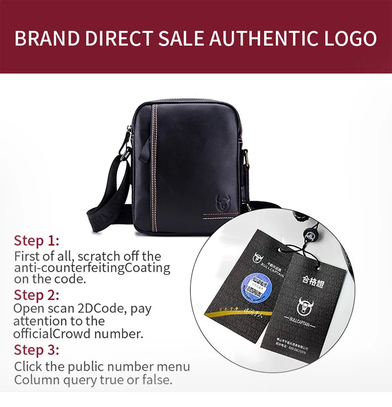 BULLCAPTAIN Genuine Leather Crossbody Bag