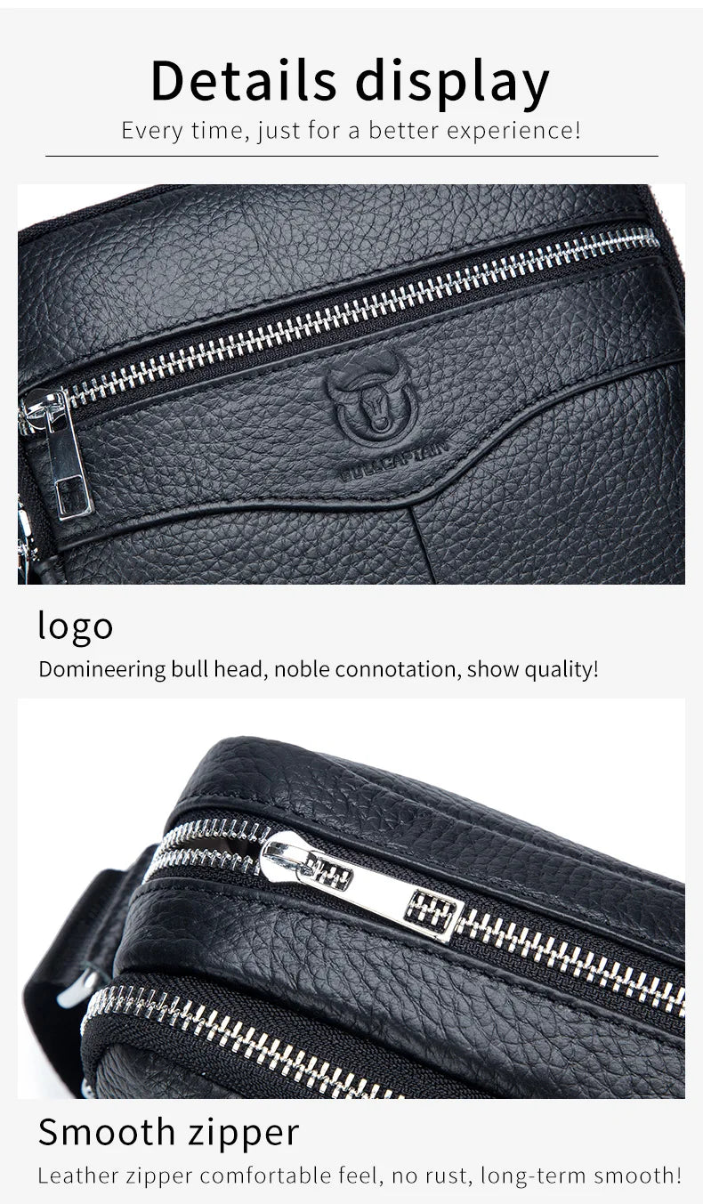 BULLCAPTAIN Men's Leather Shoulder Messenger Bag