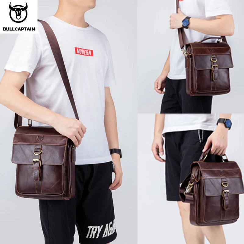 BULLCAPTAIN Retro Leather Shoulder Bag