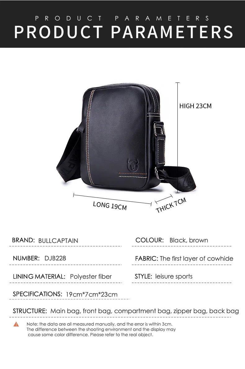 BULLCAPTAIN Genuine Leather Crossbody Bag