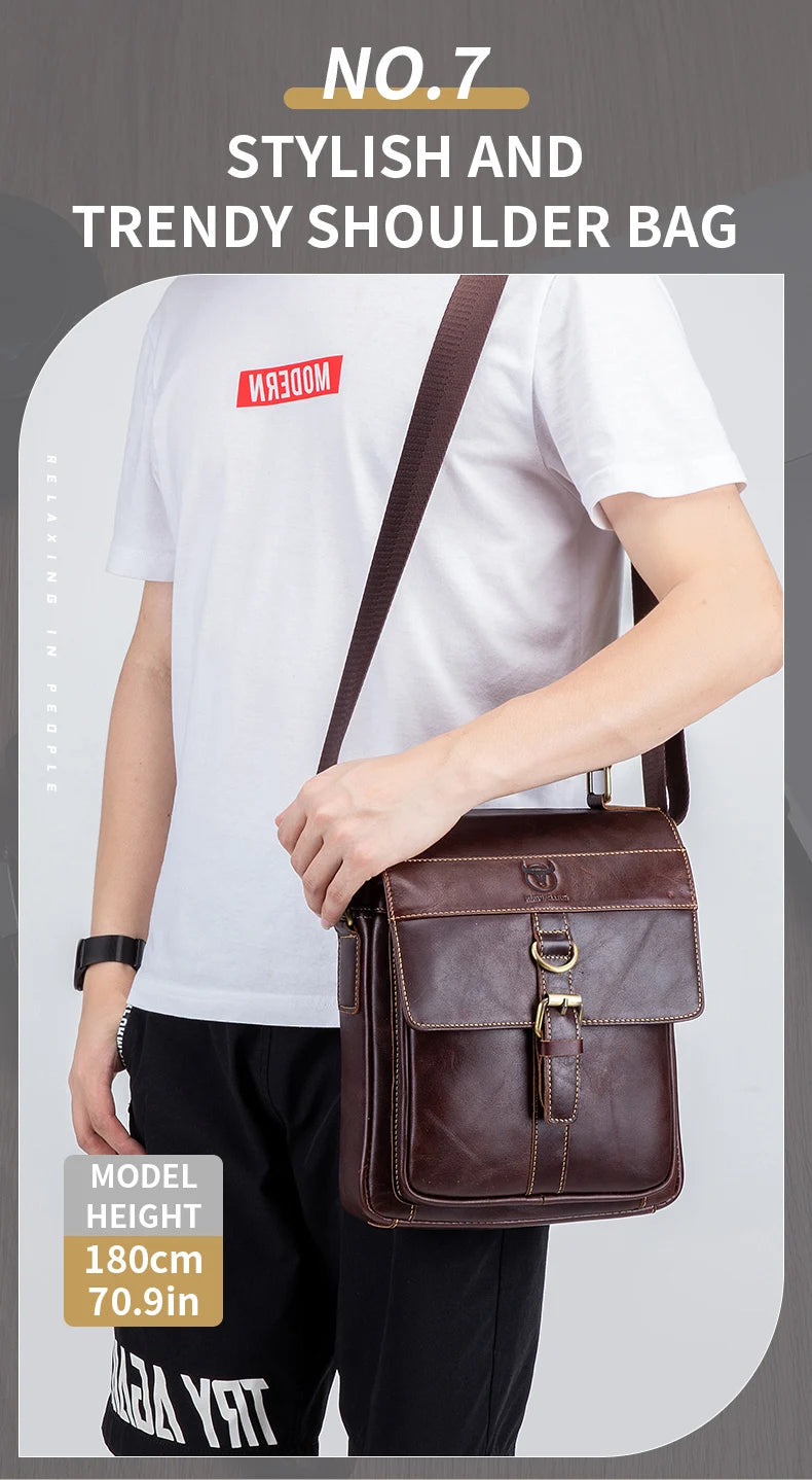 BULLCAPTAIN Retro Leather Shoulder Bag