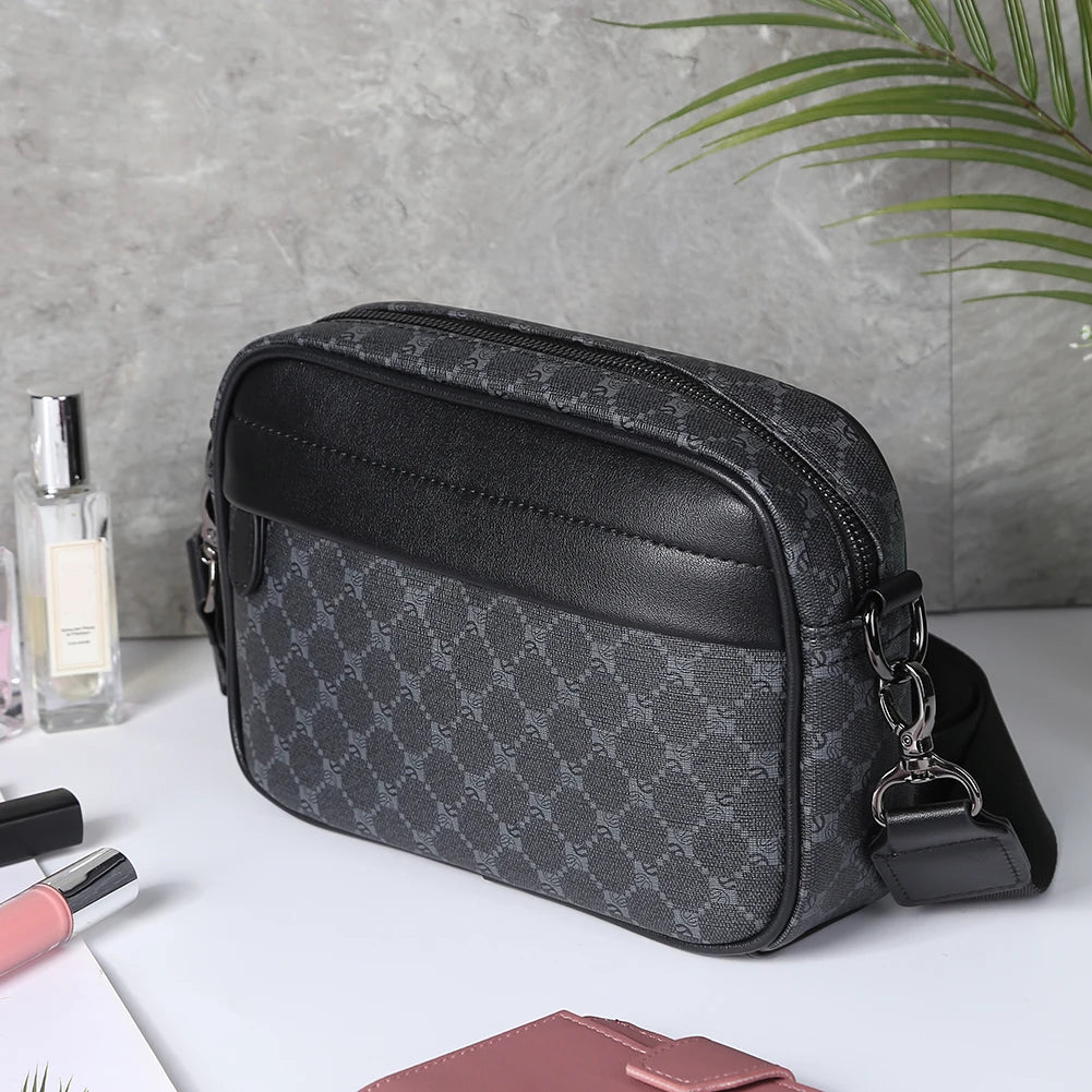 PU Leather Square Plaid Crossbody Bag