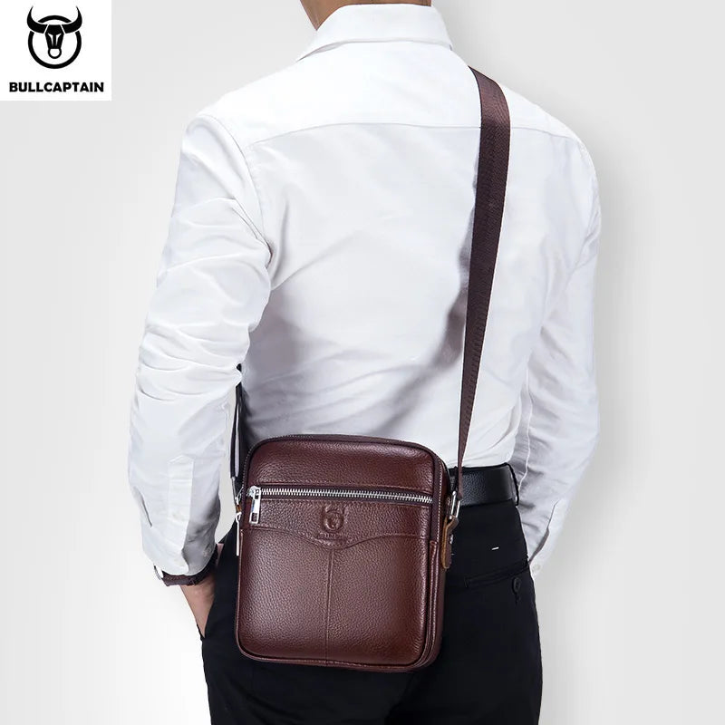 BULLCAPTAIN Men's Leather Shoulder Messenger Bag