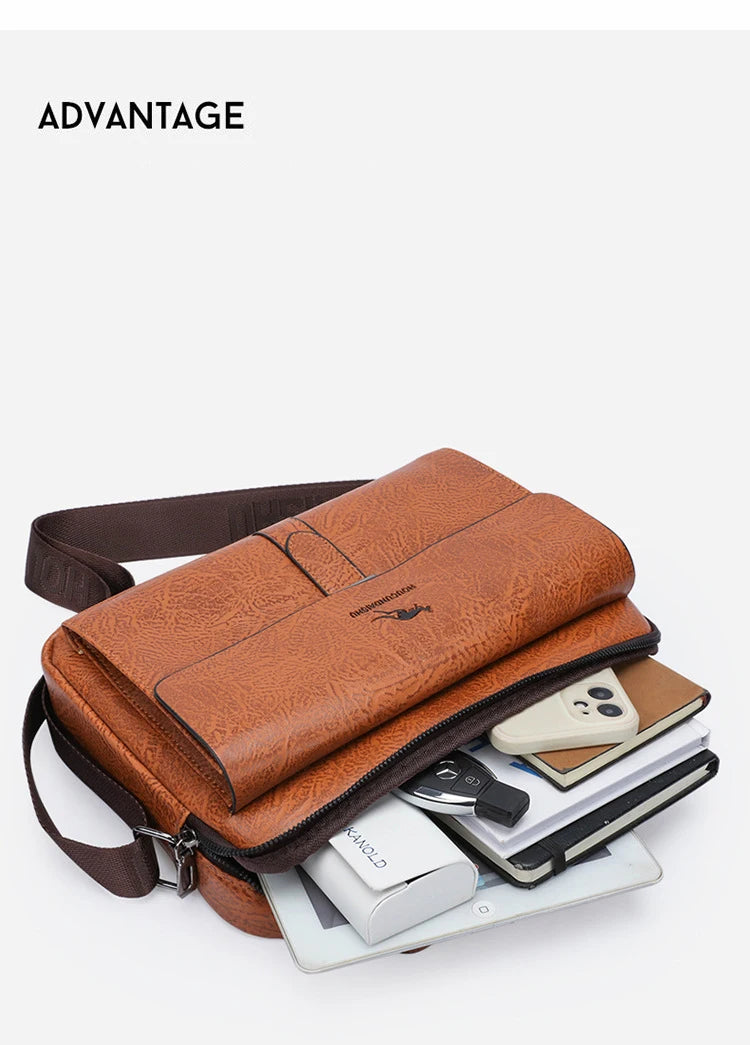 Luxury Brand Men's PU Leather Crossbody Bag