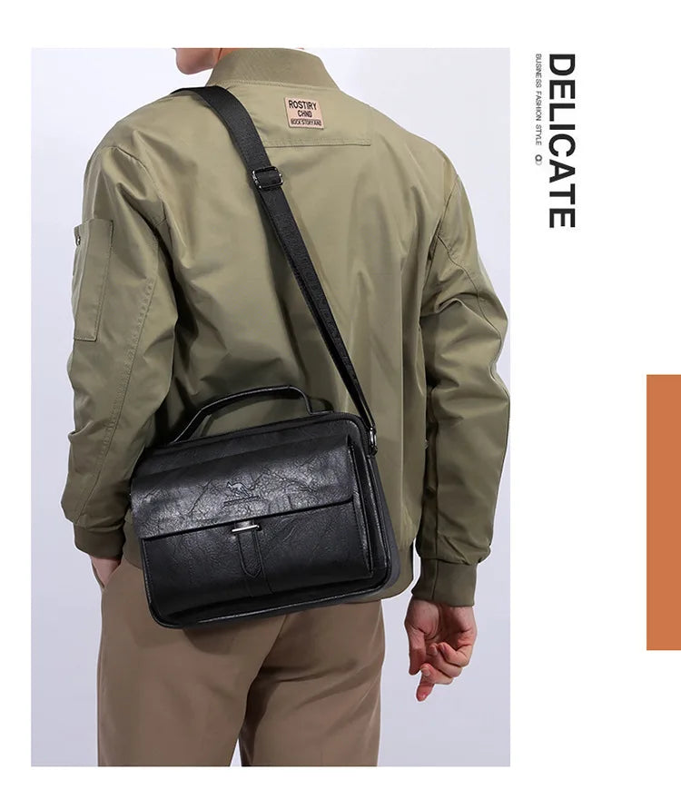 Luxury Brand Men's PU Leather Crossbody Bag