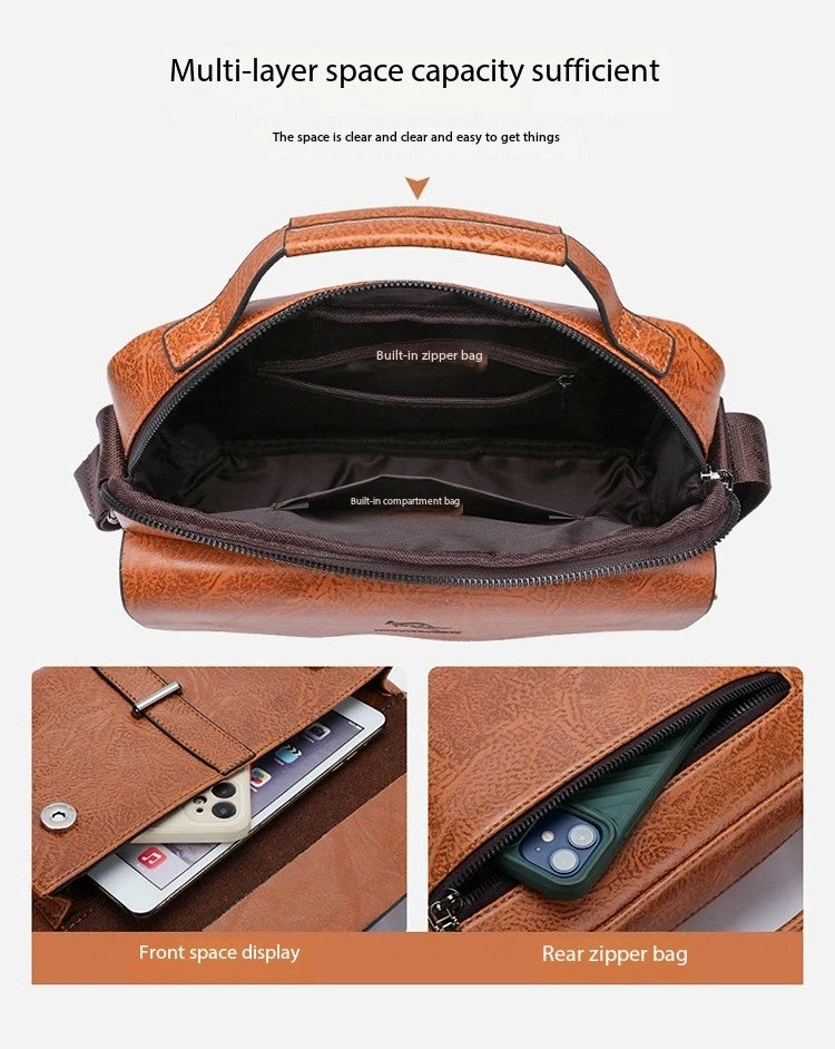 Luxury Brand Men's PU Leather Crossbody Bag