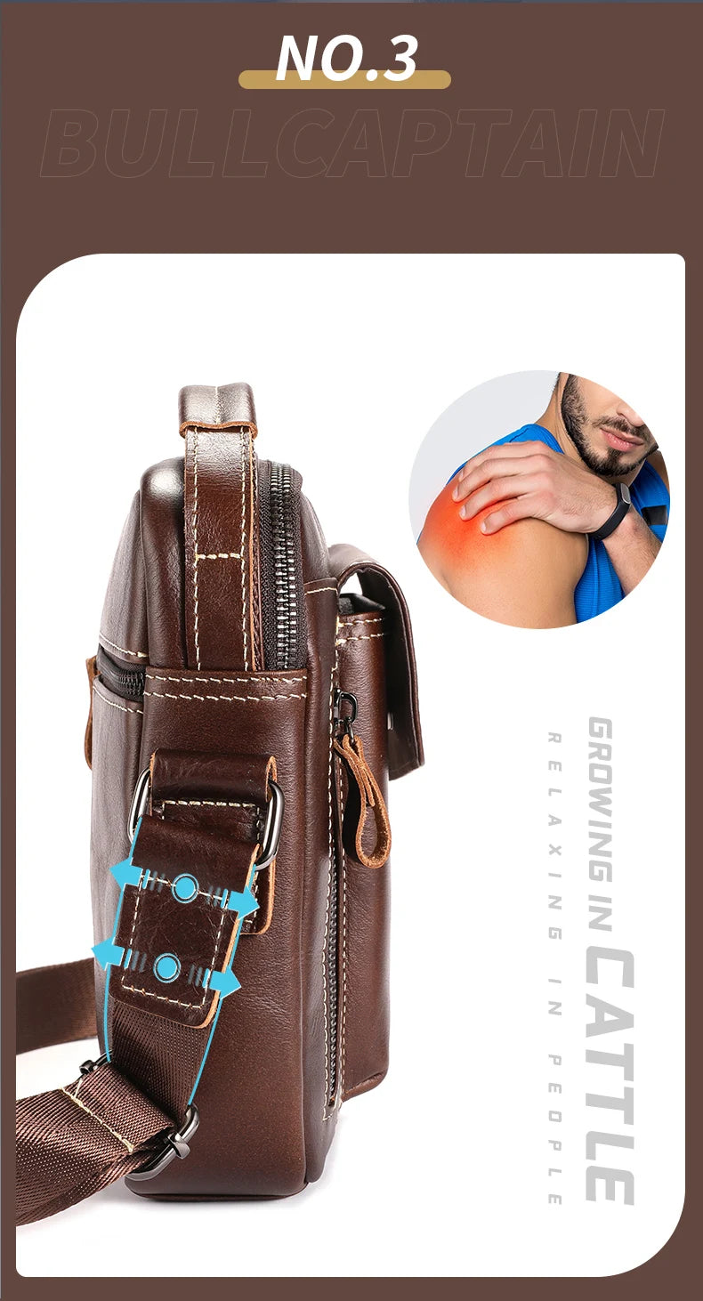BULLCAPTAIN Men's Leather Messenger Bag
