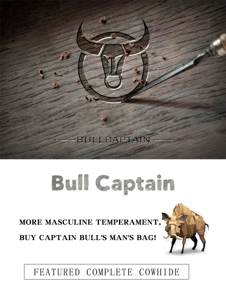 BULLCAPTAIN Leather Laptop Briefcase Bag