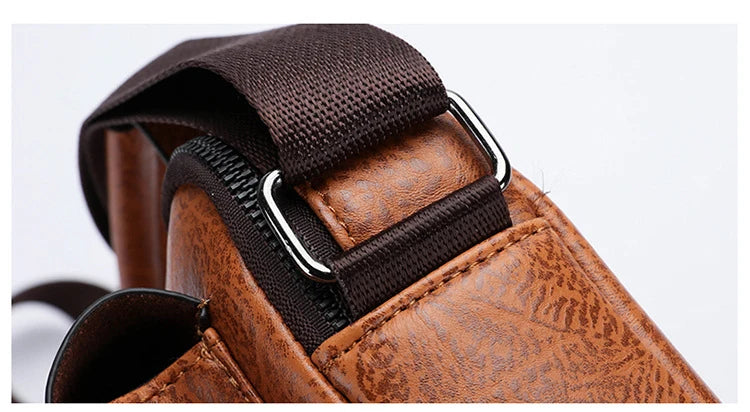 Luxury Brand Men's PU Leather Crossbody Bag