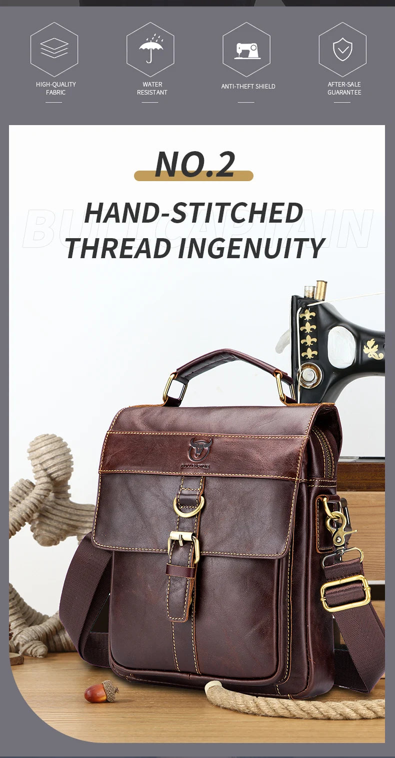 BULLCAPTAIN Retro Leather Shoulder Bag