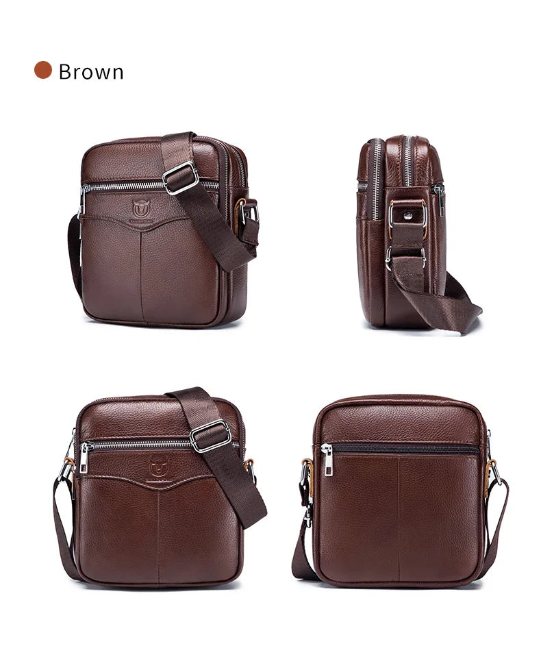 BULLCAPTAIN Men's Leather Shoulder Messenger Bag