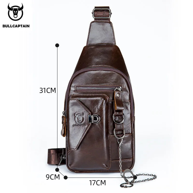 BULLCAPTAIN 100% Genuine Leather Chest Bag