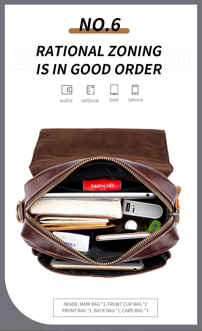 BULLCAPTAIN Retro Leather Shoulder Bag