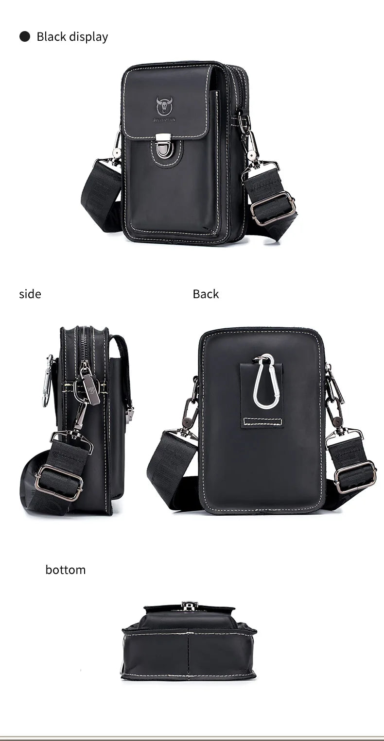 BULLCAPTAIN Men's Crazy Horse Leather Waist Pack