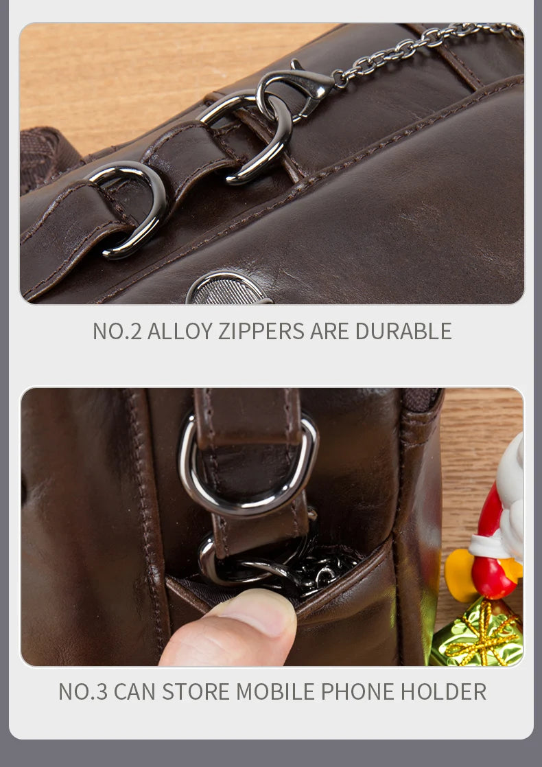 BULLCAPTAIN 100% Genuine Leather Chest Bag