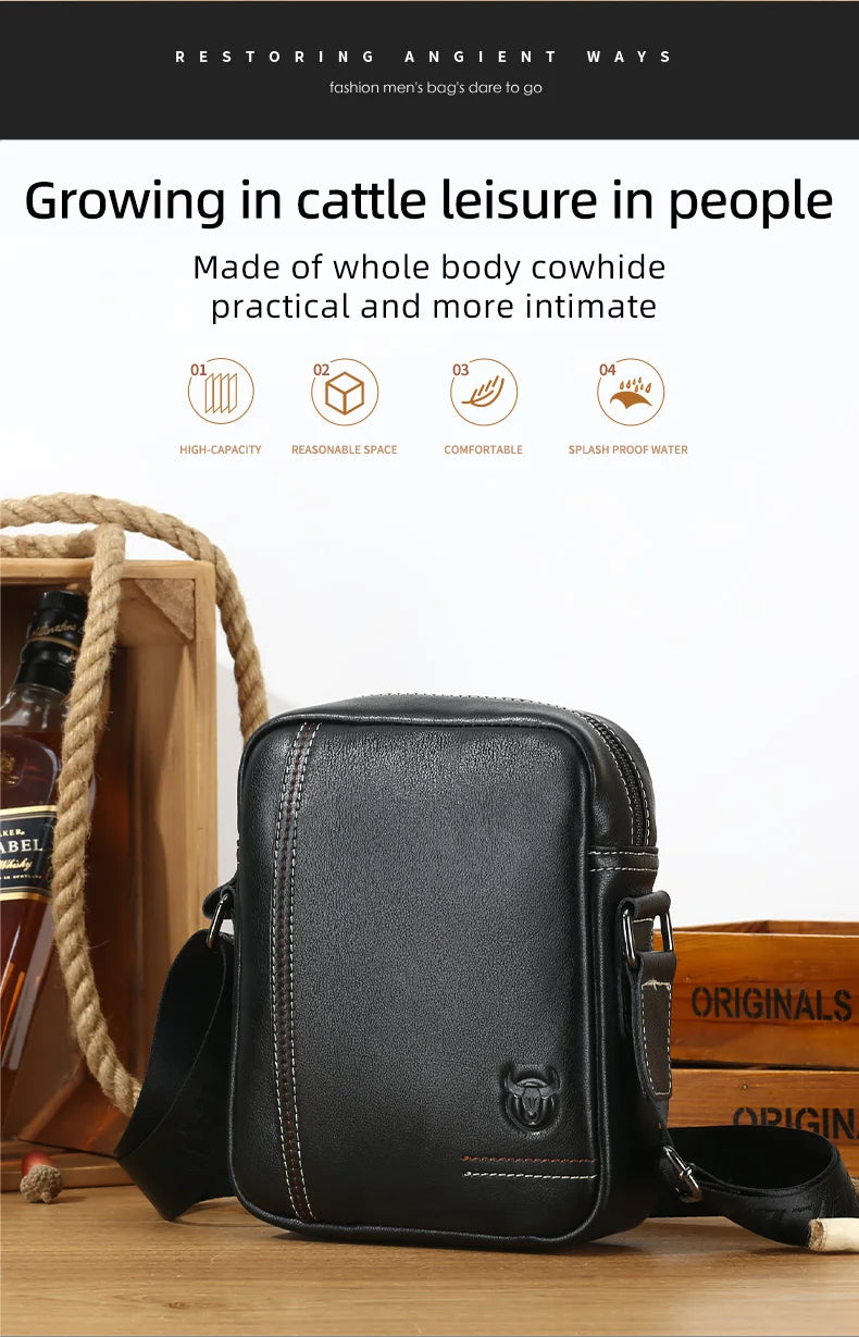 BULLCAPTAIN Genuine Leather Crossbody Bag