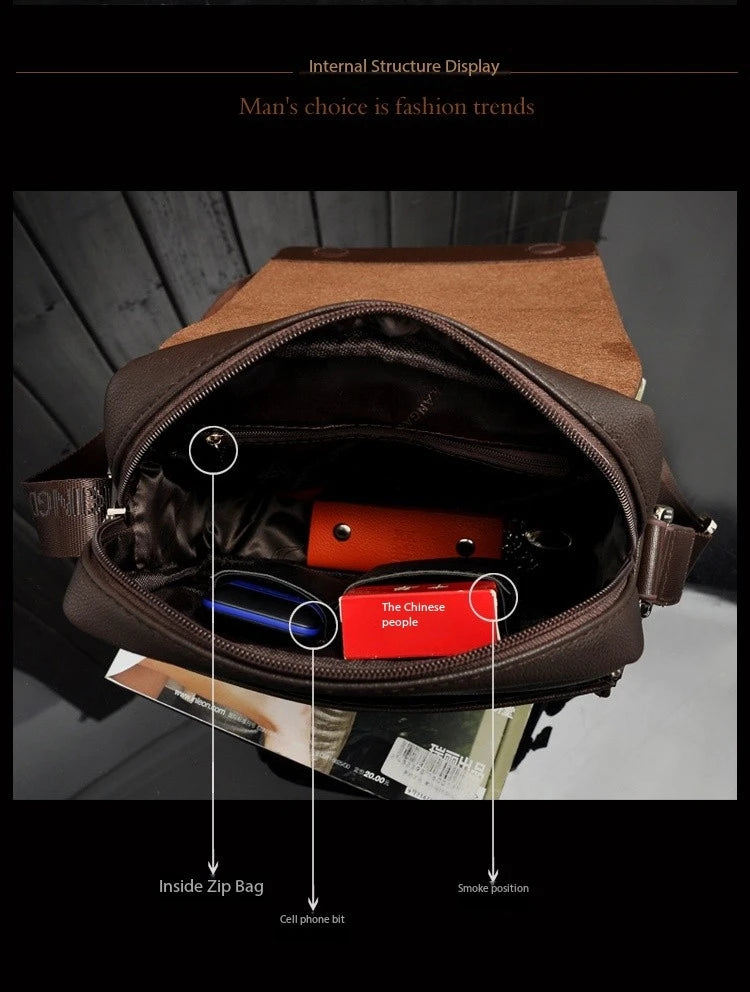 Luxury Vintage Leather Messenger Bag
