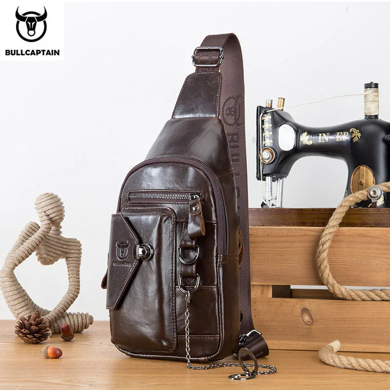 BULLCAPTAIN 100% Genuine Leather Chest Bag