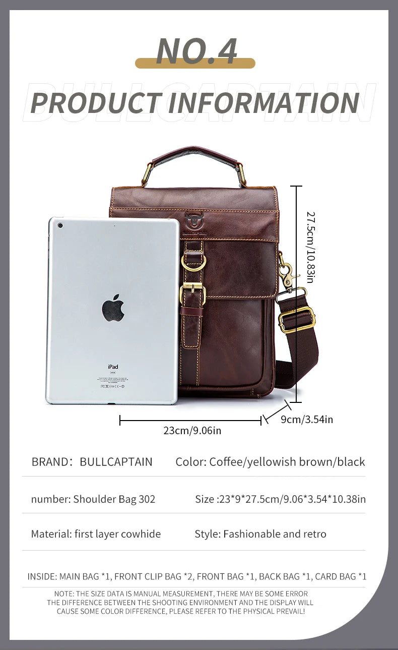 BULLCAPTAIN Retro Leather Shoulder Bag