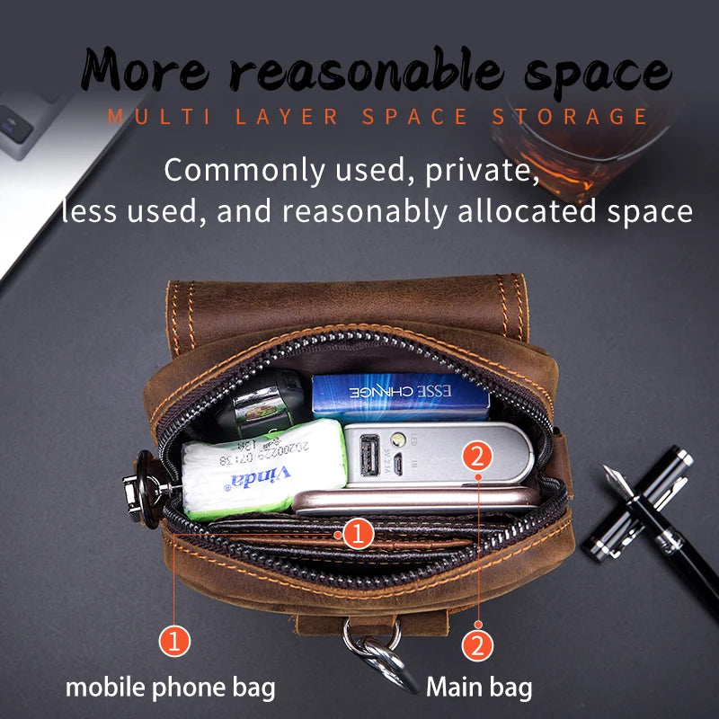 Men's Multifunctional Leather Messenger Bag