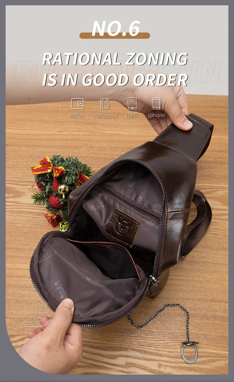 BULLCAPTAIN 100% Genuine Leather Chest Bag