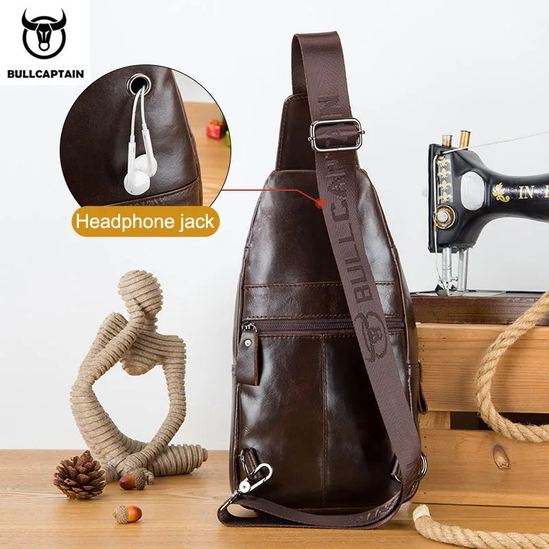 BULLCAPTAIN 100% Genuine Leather Chest Bag