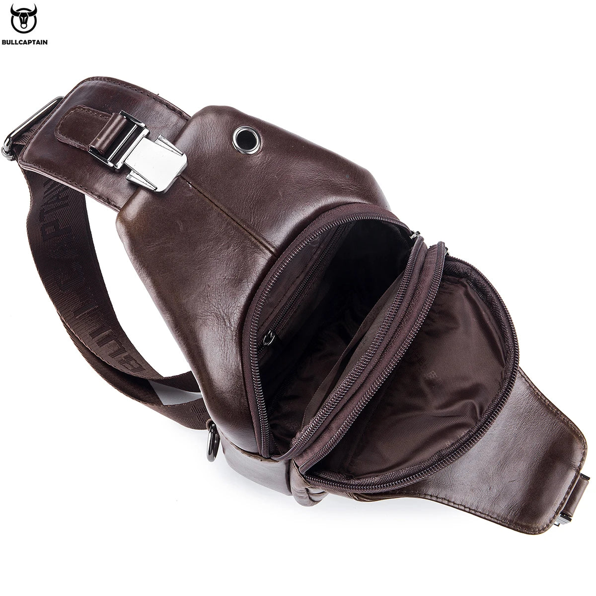 BULLCAPTAIN Leather Sling Backpack Daypack Bag
