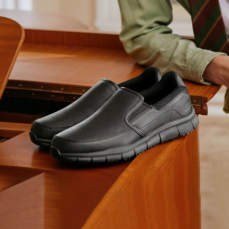 Skechers Men’s Leather Slip-On Loafers