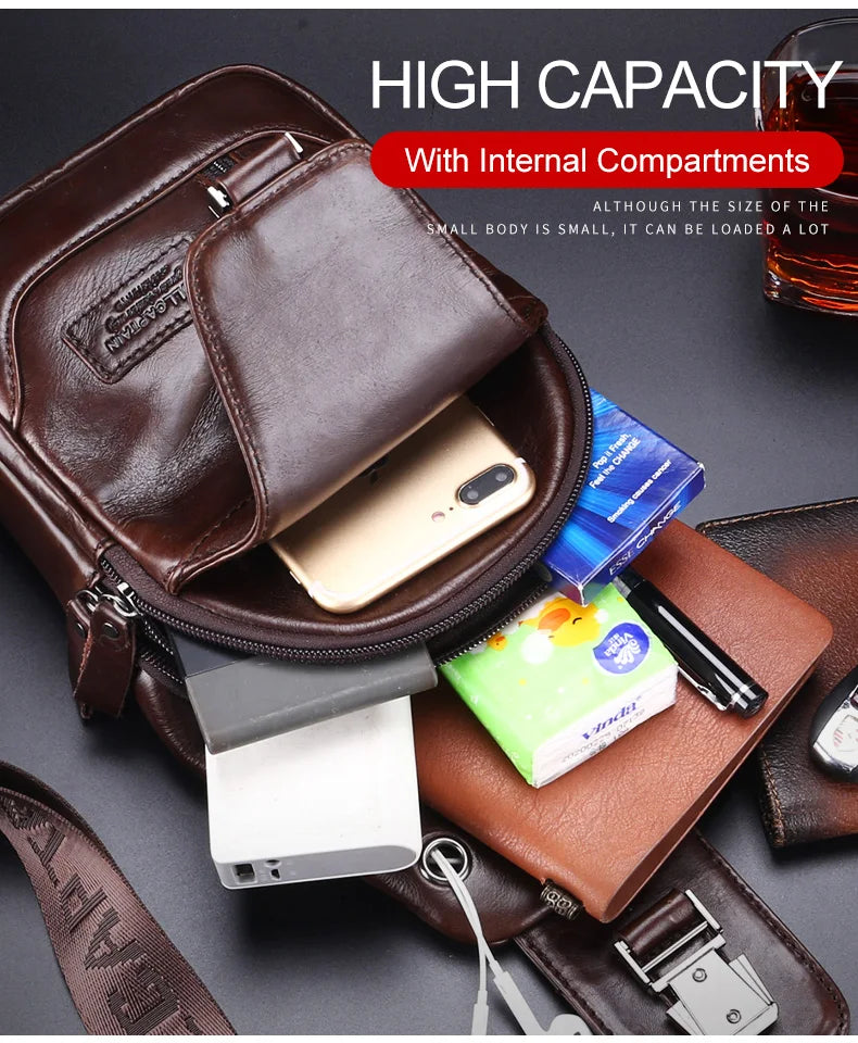 BULLCAPTAIN Leather Sling Backpack Daypack Bag
