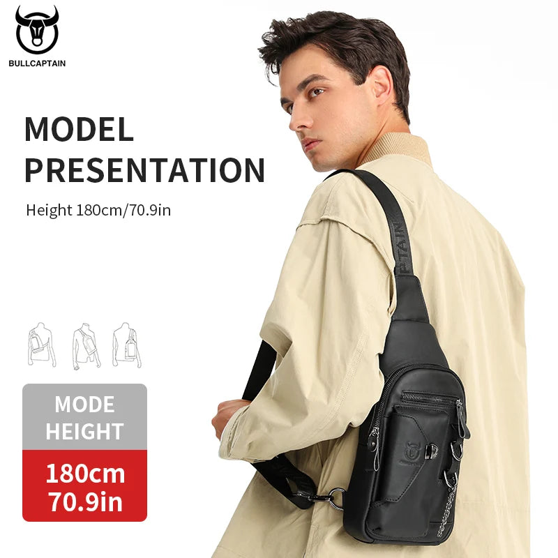 BULLCAPTAIN 100% Genuine Leather Chest Bag