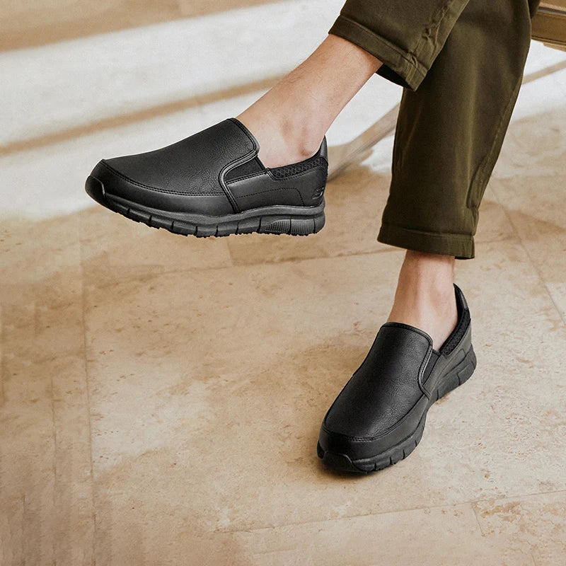 Skechers Men’s Leather Slip-On Loafers