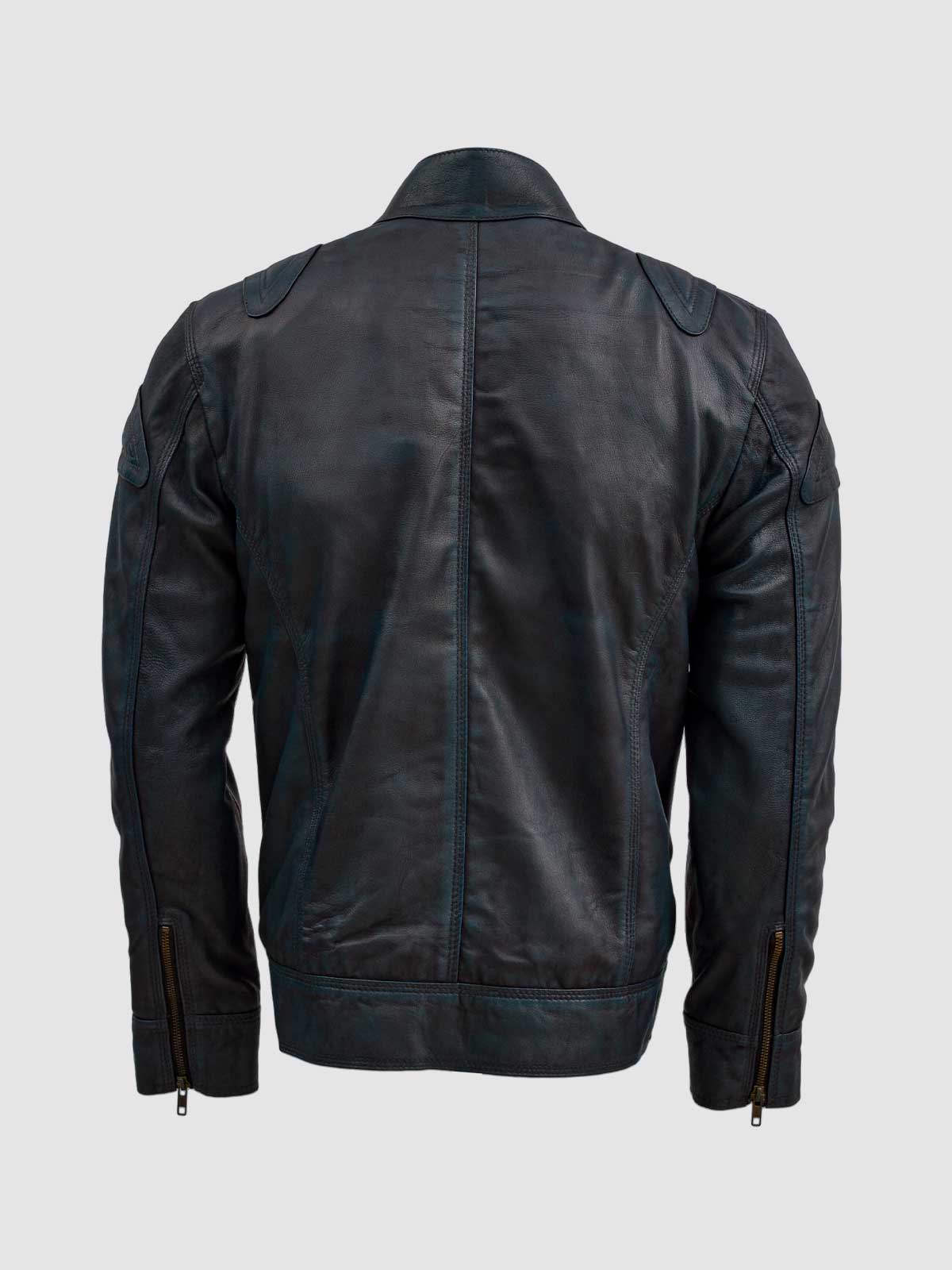 Blue Waxed Jacket With Red Shade