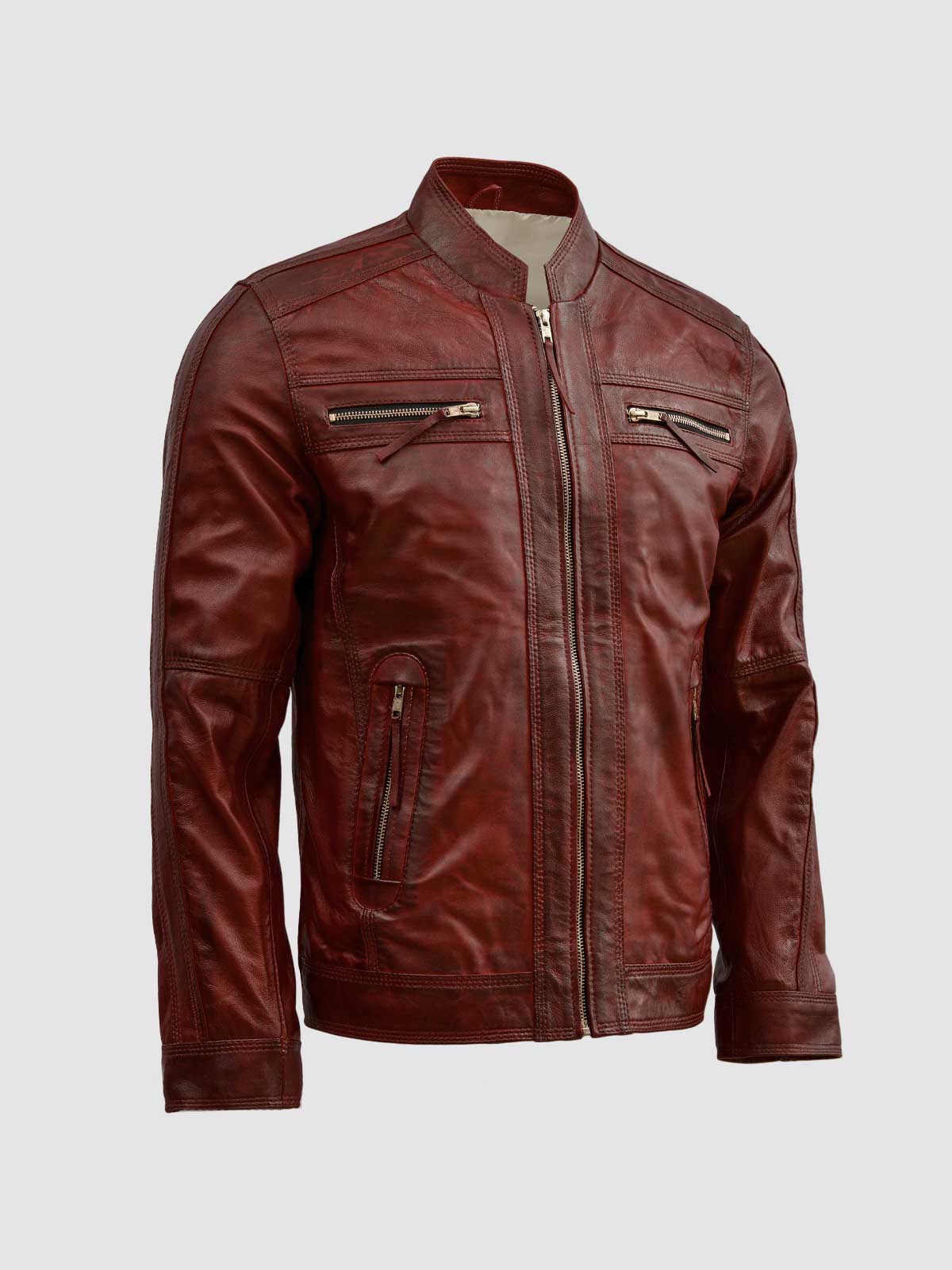 Waxed Leather Burgundy Jacket