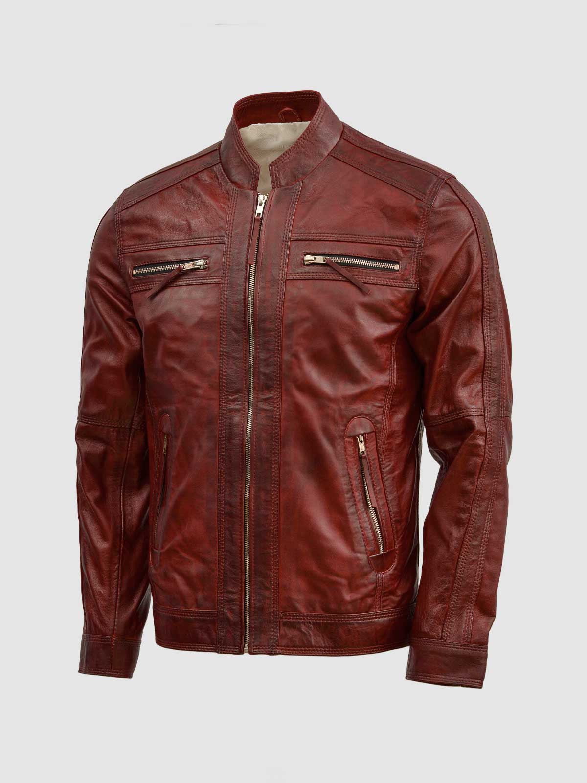 Waxed Leather Burgundy Jacket