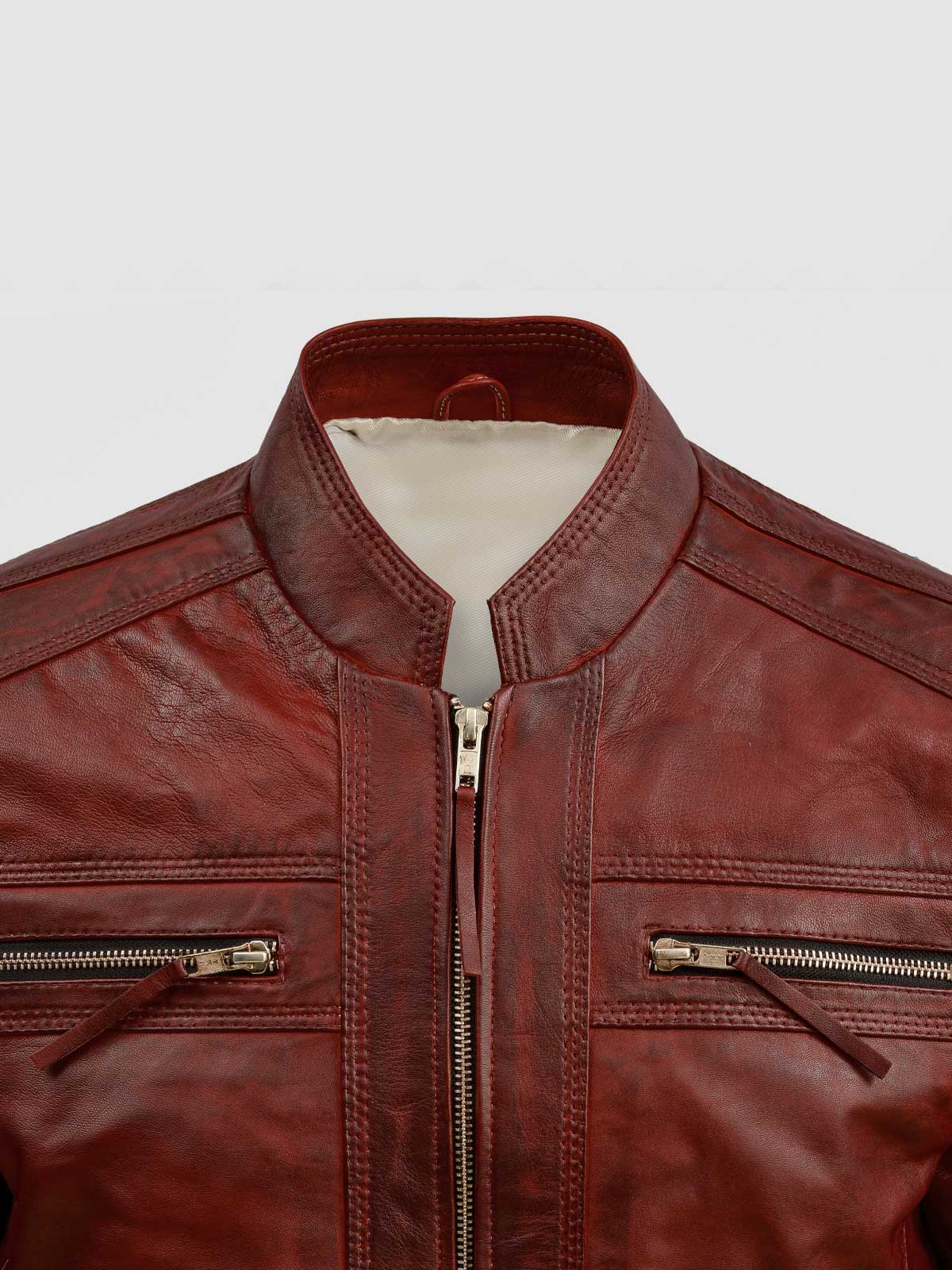 Waxed Leather Burgundy Jacket