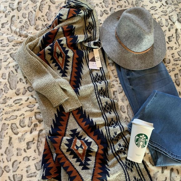 Wyoming Grey Long Cardigan Blanket Sweater