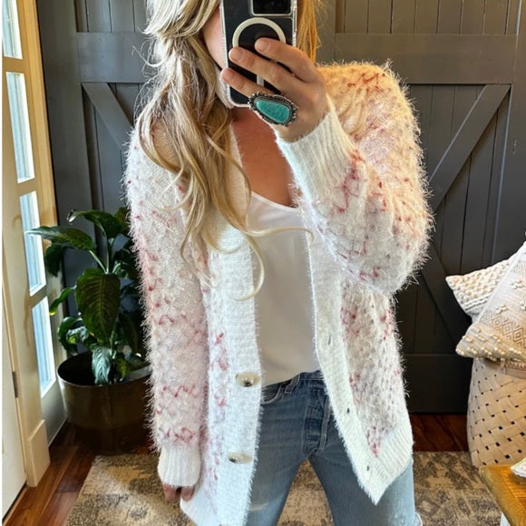 Darby Celtic Print Long Cardigan Sweater