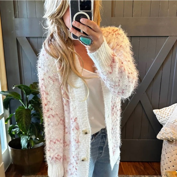 Darby Celtic Print Long Cardigan Sweater