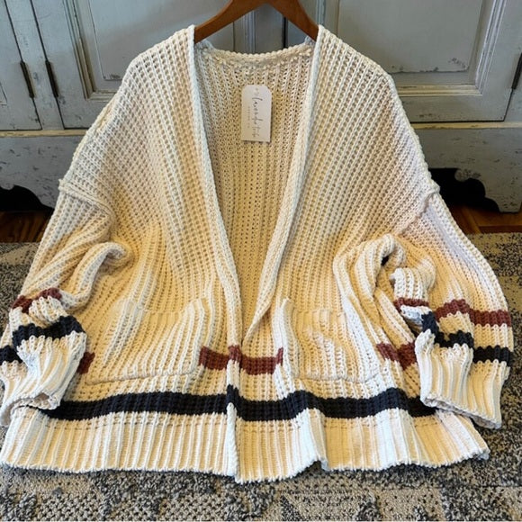 Birch Spring Oversized Cozy Stripe Crochet Handmade Cardigan