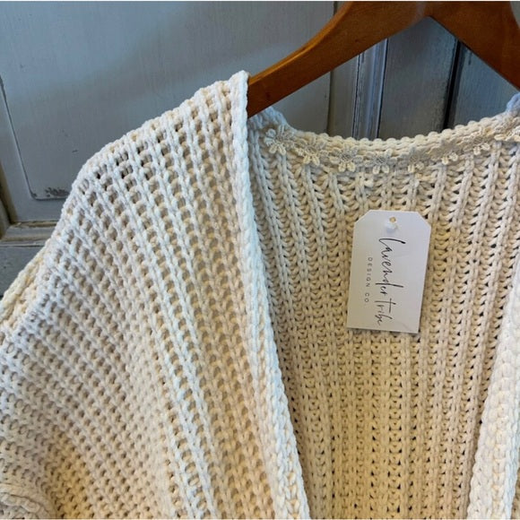 Birch Spring Oversized Cozy Stripe Crochet Handmade Cardigan