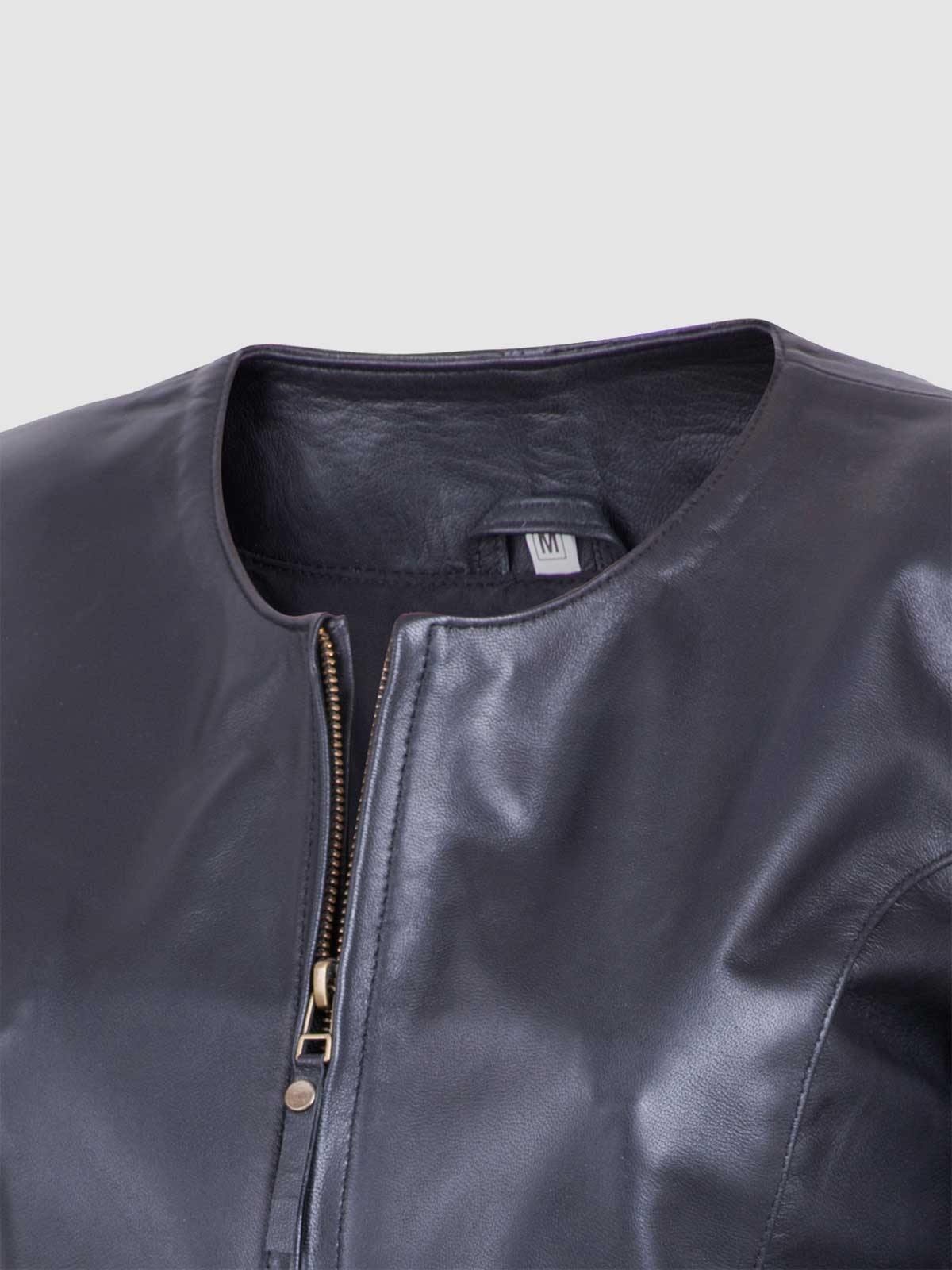 Leather Collarless Jacket